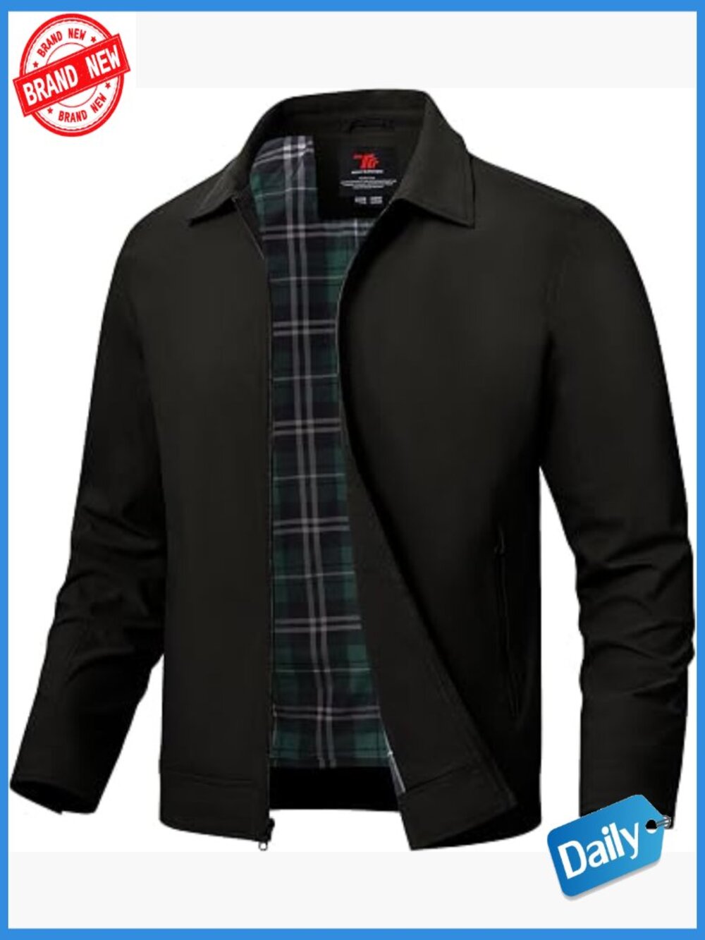 Mens Windbreaker Waterproof Full Zip Lightweight Jacket Work Coat with Pockets